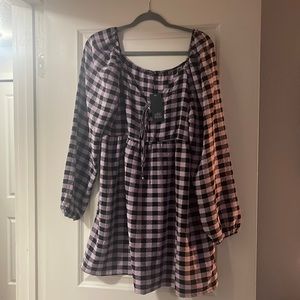 Purple & Black Checkered Dress